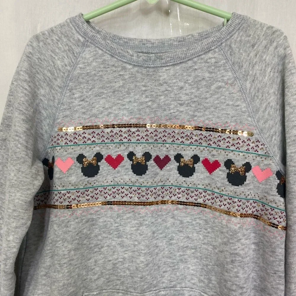 Disney Jumping Beans grey Minnie Mouse hearts sweatshirt dress 8